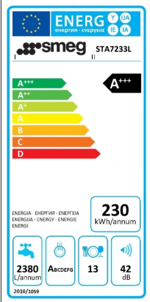 SMEG מדיח כלים 60 ס"מ אינטגרלי  פתיחה בלחיצה תוצרת SMEG דגם STA7233L — תמונה 6